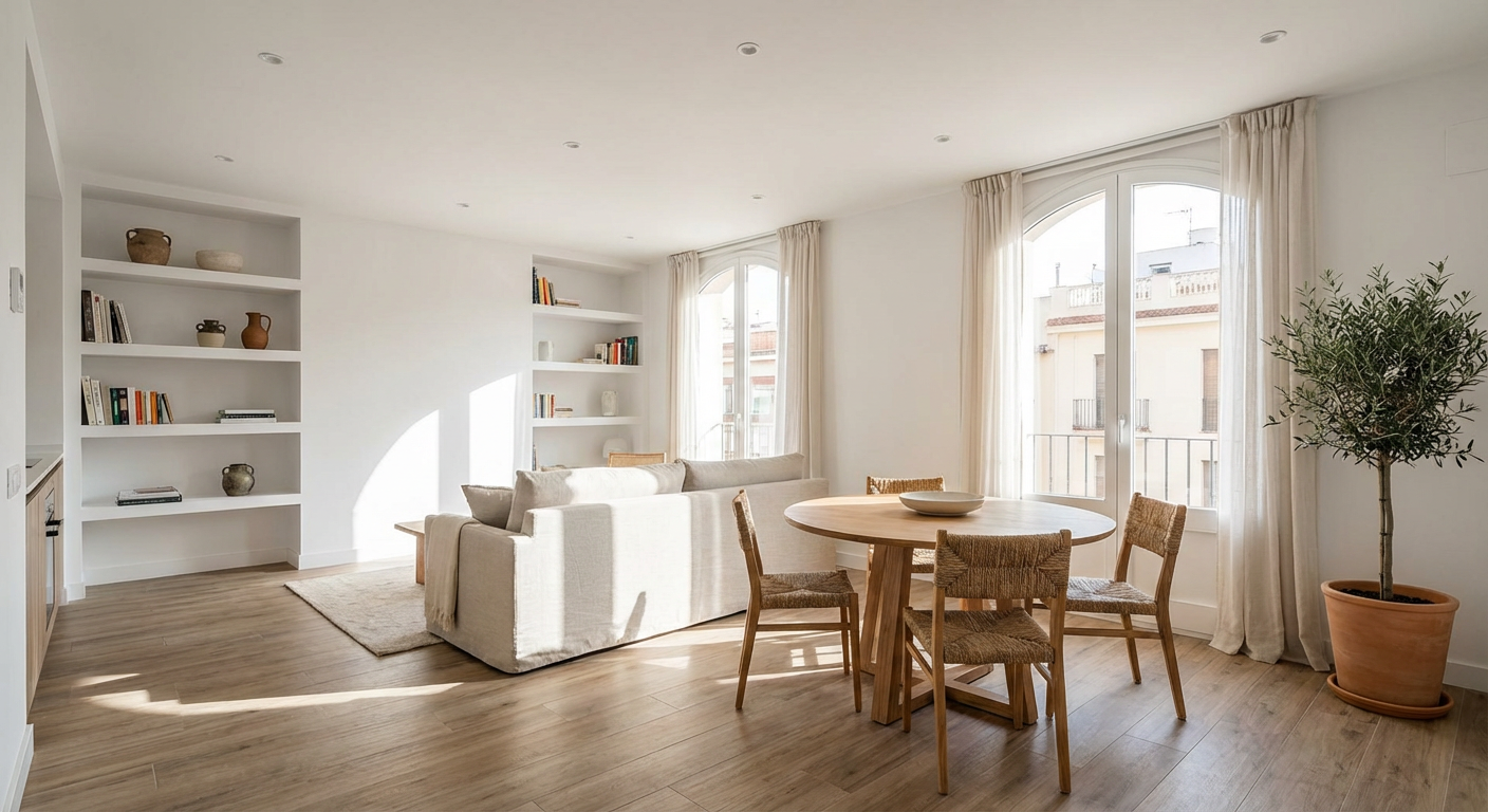 Sal&oacute;n reformado integralmente con acabados modernos